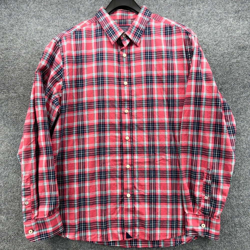 UNTUCKit Mens X Large Plaid Long Sleeve Button Down Shirt Red Blue Cotton - Picture 1 of 8